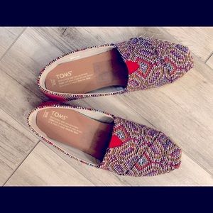 Toms Womens Size 8 Alpagarta Pink Woven Boho Multicolor. EUC